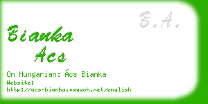 bianka acs business card